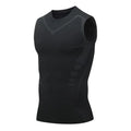Men's sci-fi printed black vest, fashionable and casual men's quick drying T-shirt, sports and fitness round neck elastic vest