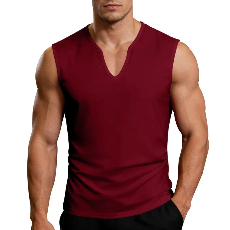European and American loose and simple men's V-neck casual quick-drying breathable vest holiday sports fitness training vest