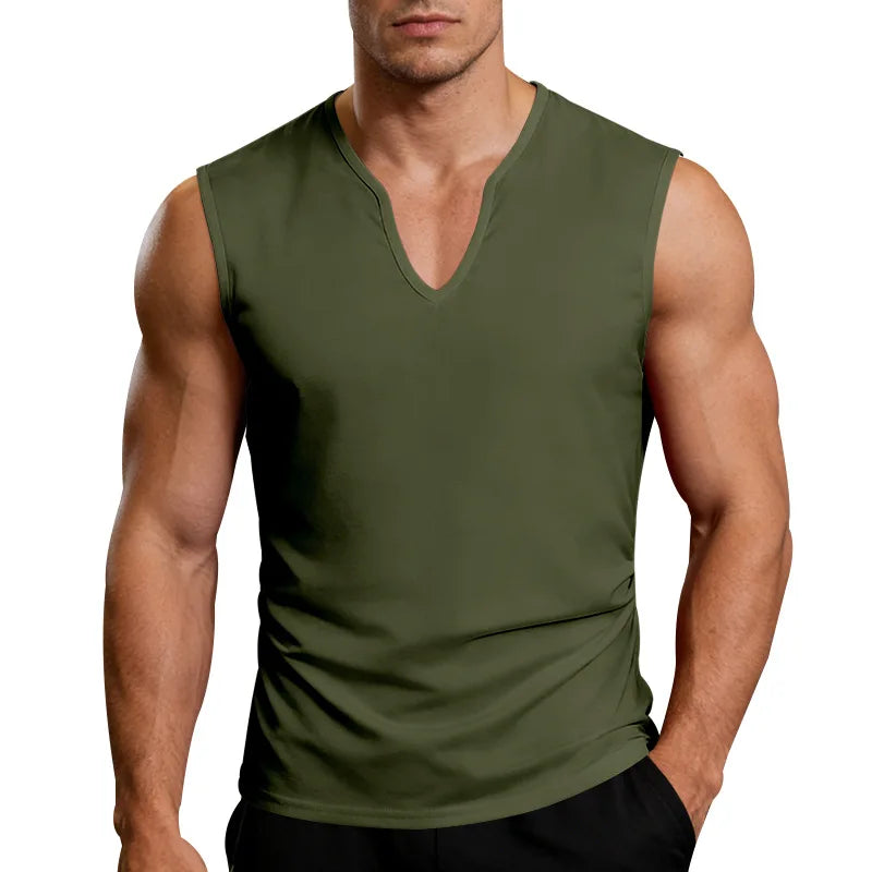 European and American loose and simple men's V-neck casual quick-drying breathable vest holiday sports fitness training vest