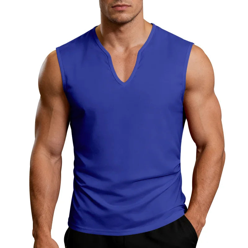European and American loose and simple men's V-neck casual quick-drying breathable vest holiday sports fitness training vest