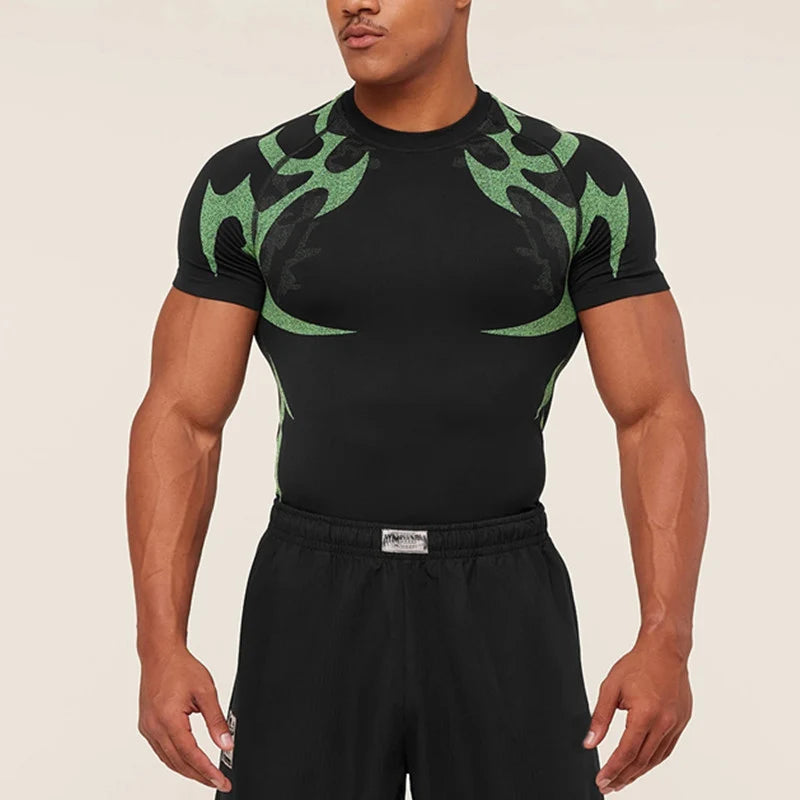 Gym Storm Short Sleeve Young Men's Summer New Product Stretch Quick Drying T-shirt Jogging Weightlifting Fitness Top