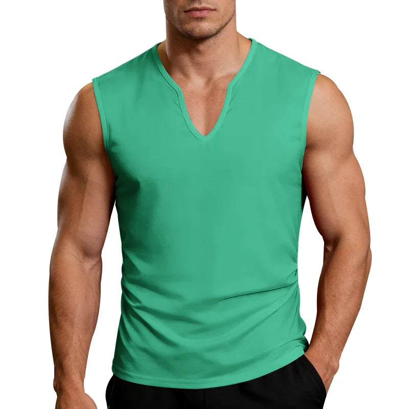 European and American loose and simple men's V-neck casual quick-drying breathable vest holiday sports fitness training vest