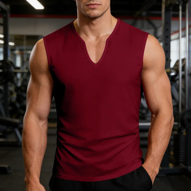 European and American loose and simple men's V-neck casual quick-drying breathable vest holiday sports fitness training vest